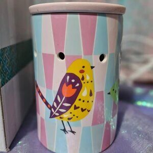 Pretty Bird Scentsy Warmer ~ Artsy Embellished Bird & Patchwork Design ~ NEW in